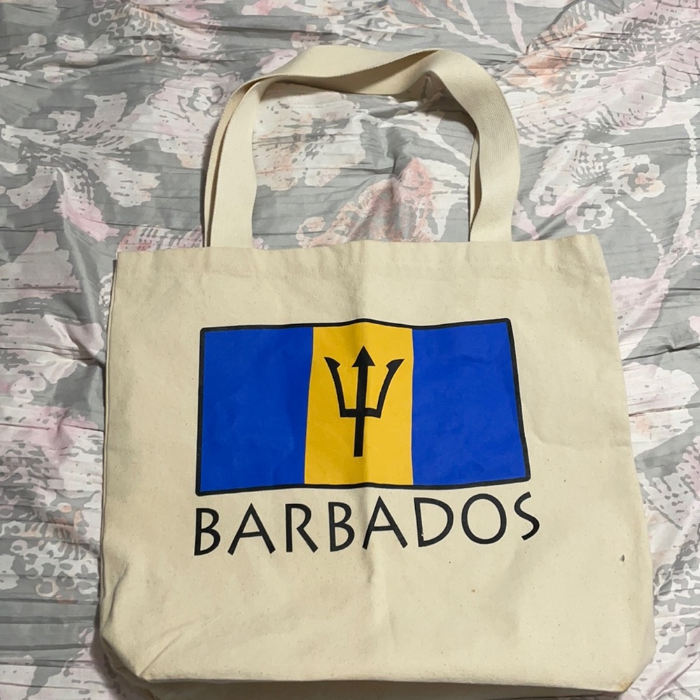 Barbados flag canvas tote